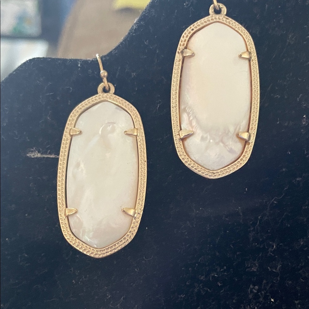 Kendra Scott Gold and Cream Earrings